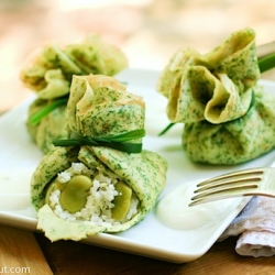 Dilled Crêpes with Rice and Fava