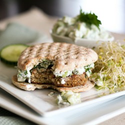 Quinoa Burger and Tzatziki Sauce