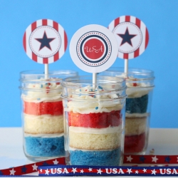 4th of July Cupcakes in a Jar