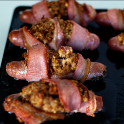 Bacon Wrapped Stuffed Pork Sausages