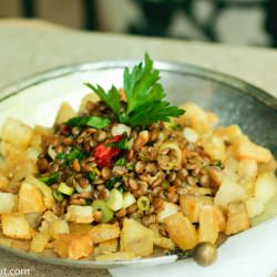 Yucca Fries and Lentil Salad