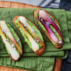 Spring Onion and Pesto Crostini