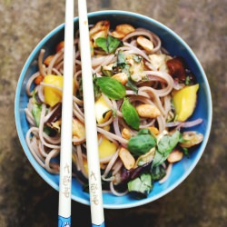 Soba Noodles with Aubergine & Mango