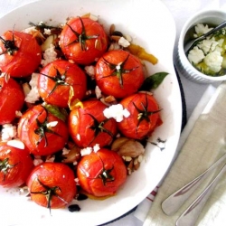 Roast Tomatoes with Raisins & Feta