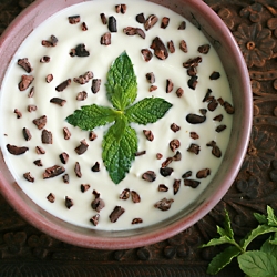 Yogurt with Fresh Mint & Cocoa Nibs