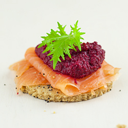 Smoked Salmon with Beetroot Houmous