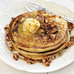 Sweet Potato Pancakes w/ Peaches