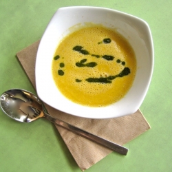 Corn Soup with Basil Oil