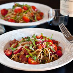 Spaghetti with Tomatoes & Sausage