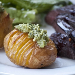 Hasselback Potatoes with Pesto