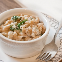 Gruyere Mac with Mustard Greens