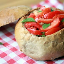 Tomato-Basil Salad in Crusty Bread