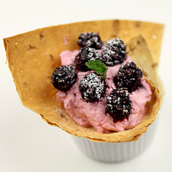 Mulberry Mousse in Edible Cups