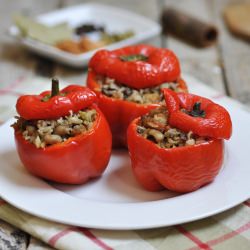 Lentil Pilaf Stuffed Peppers