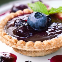 Chocolate Tarts w/ Blueberry Sauce