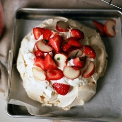 Peach, Strawberry and Mint Pavlova