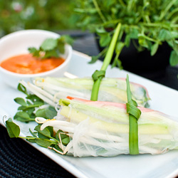 Spring Roll with Spicy Carrot Sauce