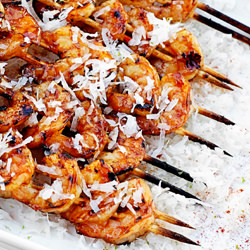 Thai Chili Coconut Shrimp Skewers