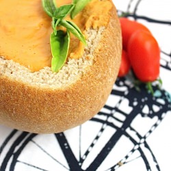 Creamy Tomato Soup in a Bread Bowl