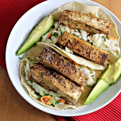 Tofu Tacos with Spicy Cabbage Slaw