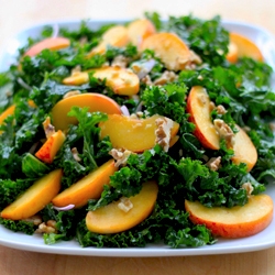 Kale Salad w/ Peaches & Walnuts