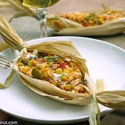 Corn and Rice Salad in Corn Husk