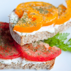 Fresh Tomatoes with Dill on Bread