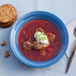 Borscht with Turkey Meatballs