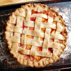 Lattice-Top Peach Raspberry Pie