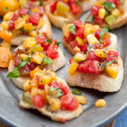 Peach and Tomato Bruschetta