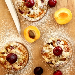 Apricot and Cherry Crumble Tart