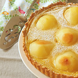 Poached Pear and Custard Tart