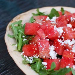 Watermelon Arugula Goat Cheese Salad