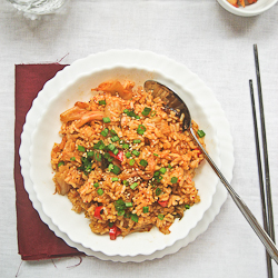 Kimchi Fried Rice with Mushrooms