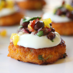 Sweet Potato Cakes with Sour Cream