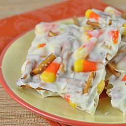 Candy Corn Pretzel Bark