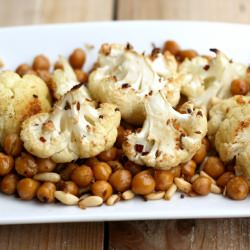 Spicy Roast Cauliflower & Chickpeas