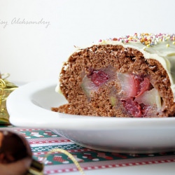 Chocolate Swiss Roll with Apples