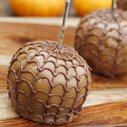 Spider Webbed Caramel Apples