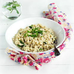 Goat Cheese & Spinach Barley Risotto