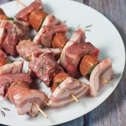 Sausage and Beef Kabobs