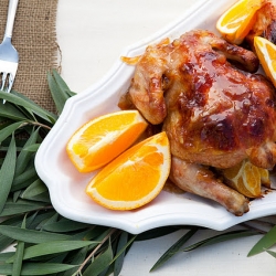 Orange Glazed Cornish Game Hens