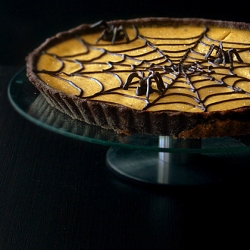 Chocolate Pumpkin Spiderweb Tart