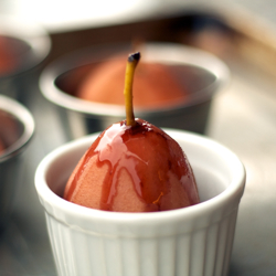 Chocolate-Stuffed Poached Pears