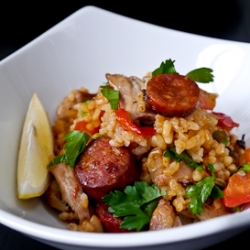 Paella with Chicken and Chorizo