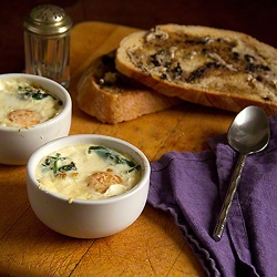 Baked Eggs with Black Garlic