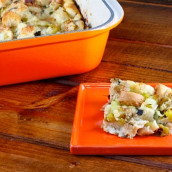 Leek and Fennel Bread Pudding