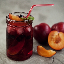 Sangria with Plums and Blueberries