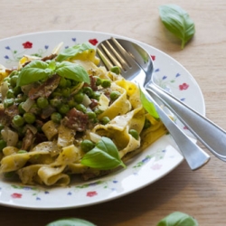 Tagliatelle with Bacon and Peas