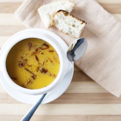 Pumpkin Soup with Crispy Shallots